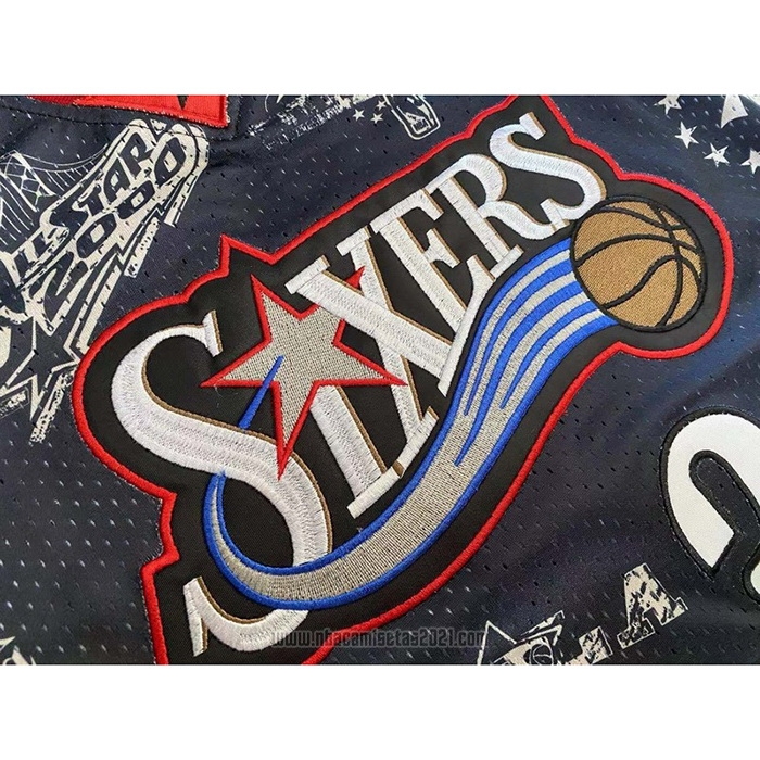 Camiseta Philadelphia 76ers Allen Iverson #3 Mitchell & Ness 1997-98 Tattoo Negro